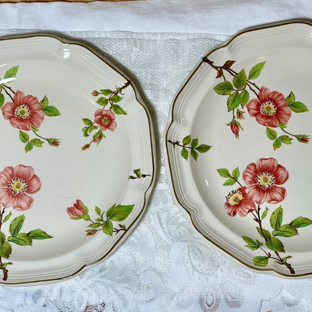 Sangostone Pink Blossom Dinner Plate - Set of 2, Pink Sakura Flowers, Tan Center